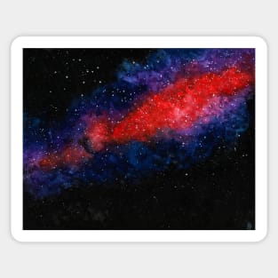 Red Nebula Watercolor Painting Sticker